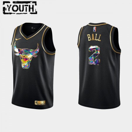 Maillot Enfant Chicago Bulls Lonzo Ball 2 Nike 2021-2022 Noir Golden Edition 75th Anniversary Diamond Swingman
